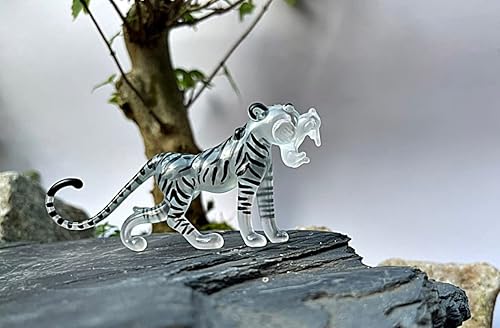 Miniatura 3 de 1shopforyou Cristal blanco tigre M Mini vidrio soplado a mano estatuilla arte decoración coleccionable