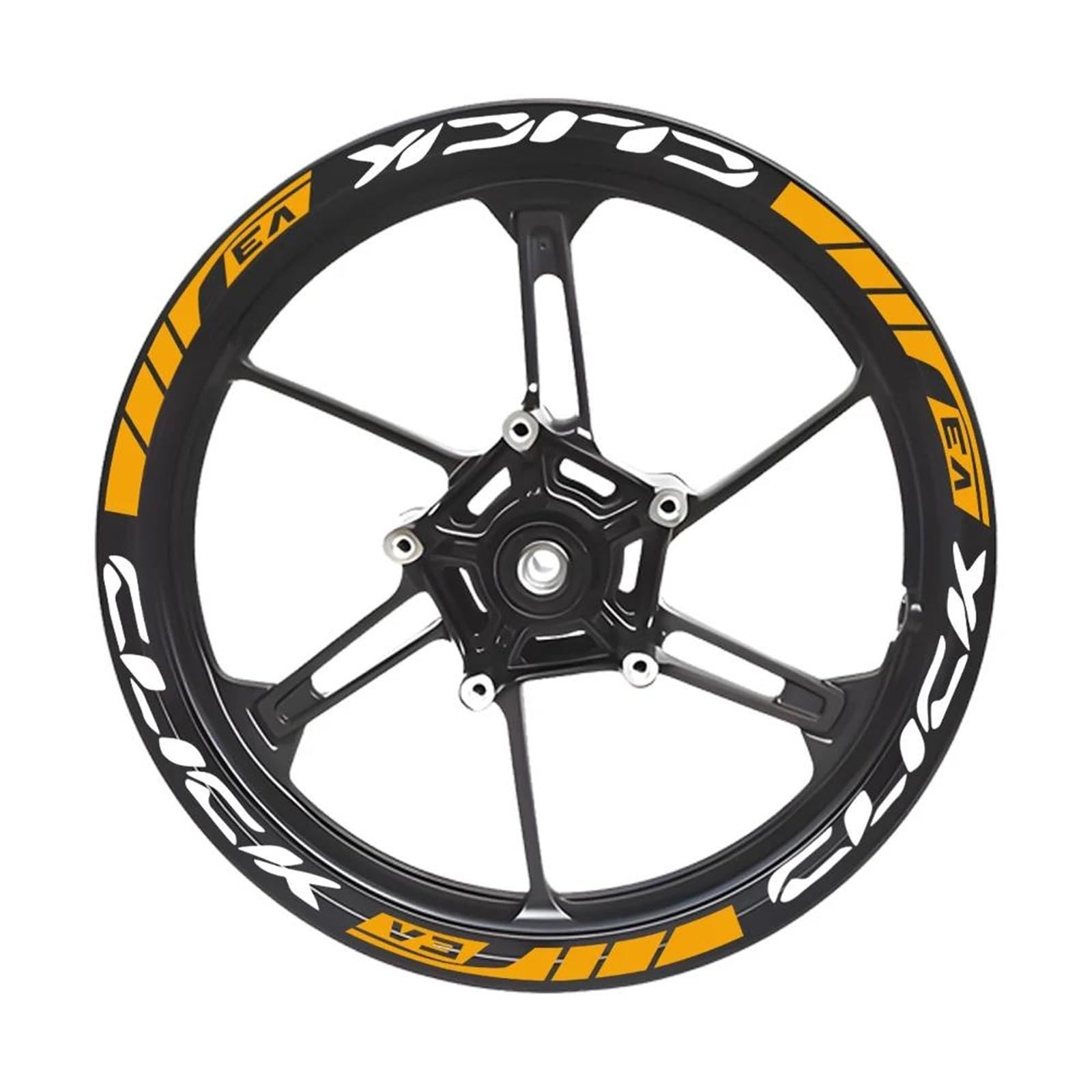 Sticker Part Motorcycle Tire Rim Accessories Decals for H-onda Click 125i 150i 160 V3 14'' Reflective Wheel Hub Stickers(Orange)