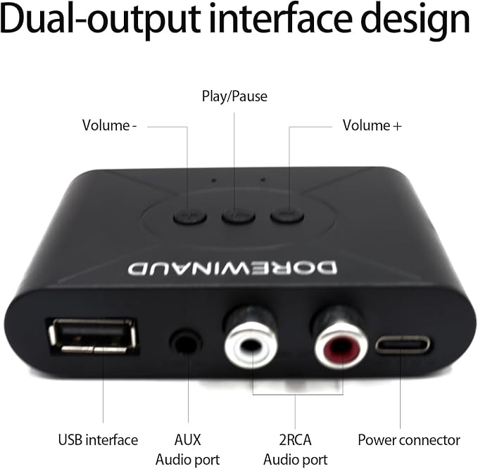 Receptor de Audio Bluetooth 5.3 Adaptador RCA USB miniatura 4
