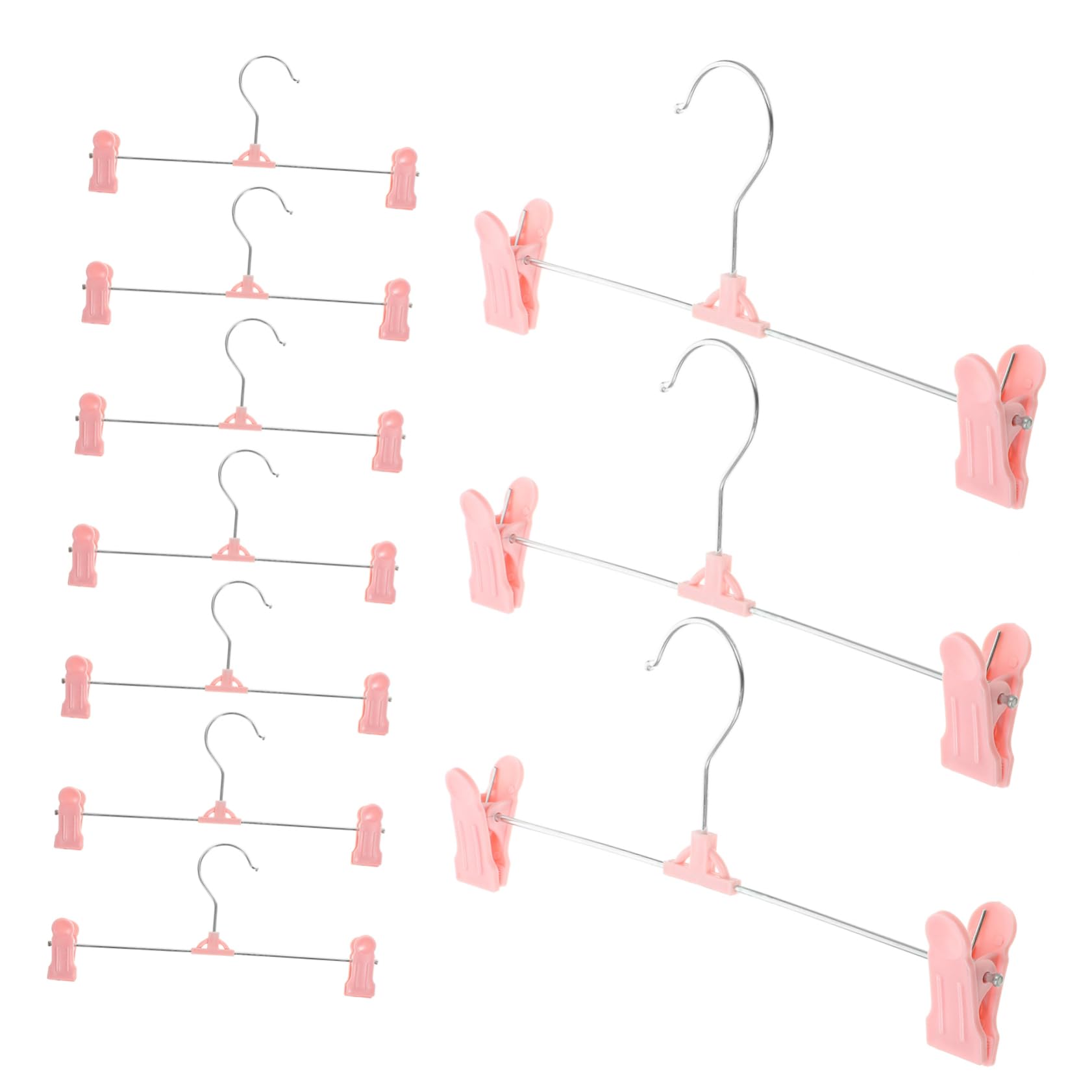 Cabilock 10pcs Adjustable Plastic Pants Hangers with Clips for Closet Organization Non Slip Skirt Hangers Space Saving Design Sturdy and Practical for Home Use