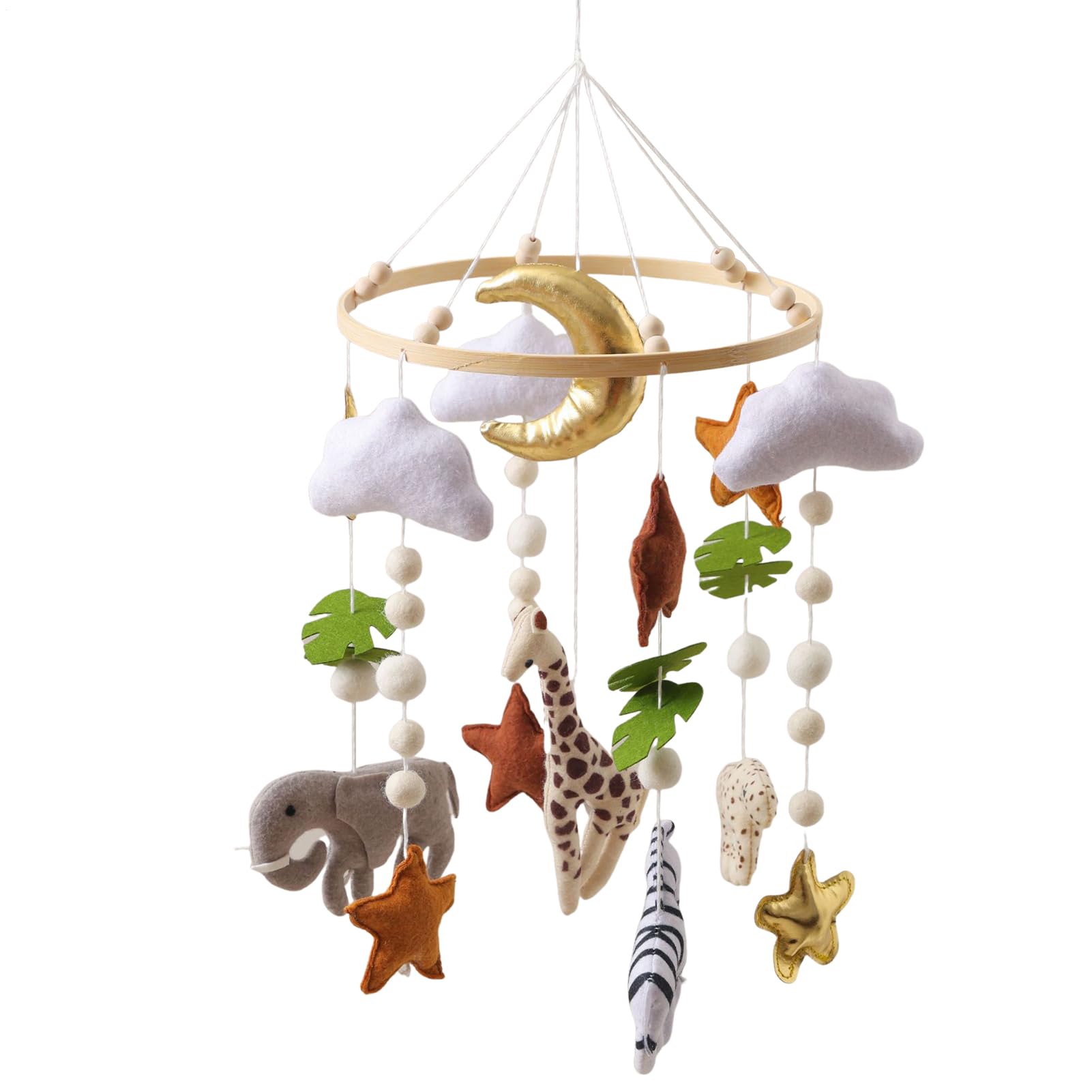 Crib Mobile, Calming Development Play, 45x23x23cm, Handcrafted Felt Animal Funny Sensory Toy, Hangable Baby Crib Mobile, Entertainment, for Boys and Girls, Room, Daycare