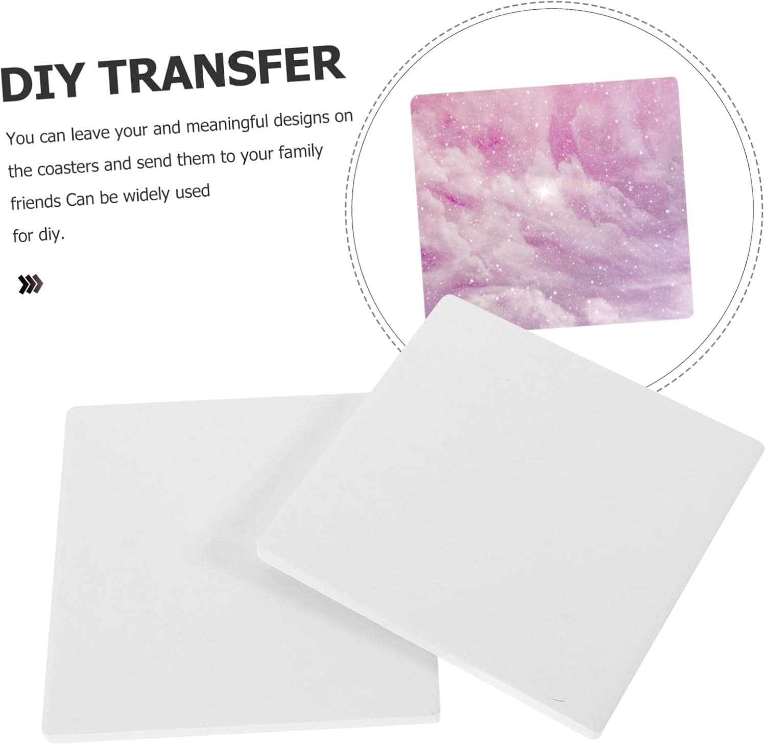 4-Inch White Ceramic Absorbent Coasters for Sublimation Blank Heat Transfer Cup Mats Non-Slip and Heat-Resistant DIY Coasters for Home and Office