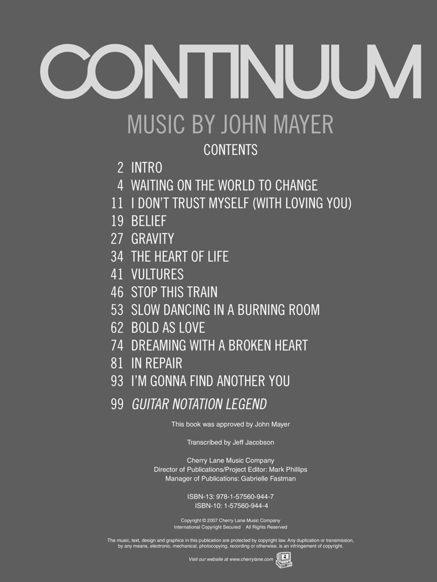 John Mayer Continuum (Play It Like It Is Guitar) Tab: Guitar Recorded Versions.