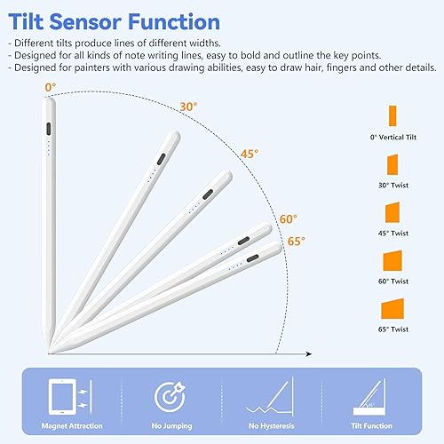 Miniatura 7 de Lápiz para iPad de 9 y 10 generación, 15 minutos de carga rápida con rechazo de palma y sensibilidad a la inclinación, lápiz óptico para iPad
