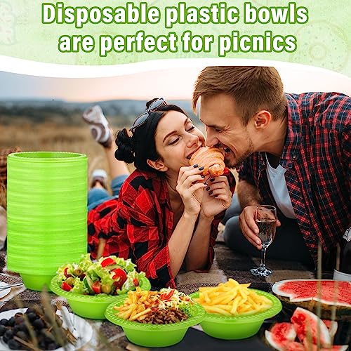 Image of Lallisa 100 Pcs 12oz Green Disposable Plastic Bowls Party