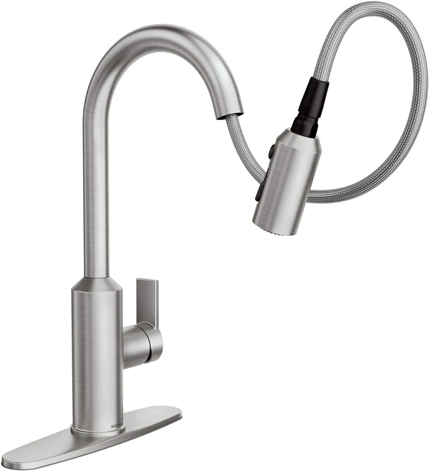 Moen Meena One Handle Kitchen Faucet with Pull Down Sprayer, High Arc Kitchen Sink Faucet Featuring Reflex System and Duralock Quick Connect, Spot Resist Stainless, 87270SRS