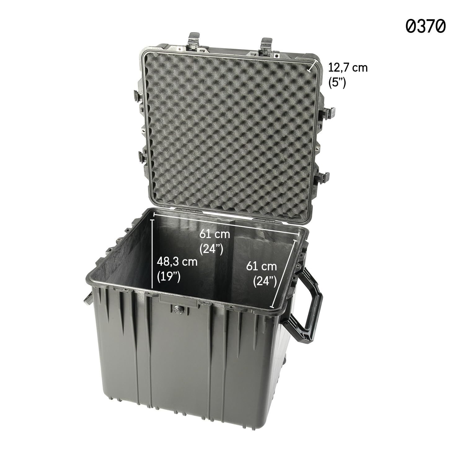PELI 0370 Maleta Cuadrada Profunda y estanca para Equipos fotográficos y electrónicos, IP67 estanca, 227L de Capacidad, Fabricada en EE.UU., con Espuma Personalizable, Color Negro