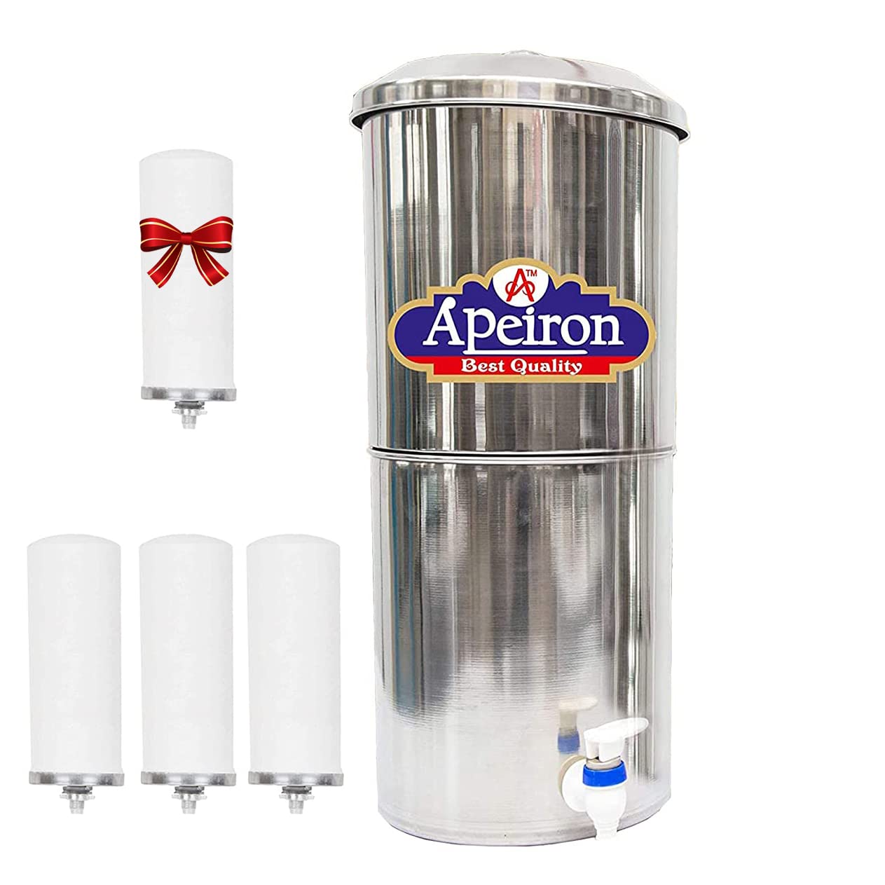 Apeiron Stainless Steel Non-Electric Water Filter With 3 Ceramic Candle Filter With Brass Knob 27 Liter Capacity (B09B7MJX9Z) Amazon Price History, Amazon Price Tracker