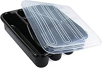 Vista 3 de Bandeja de plástico con tapa, organizador de cubiertos de cocina y soporte para utensilios, contenedor de almacenamiento de cubiertos de 5