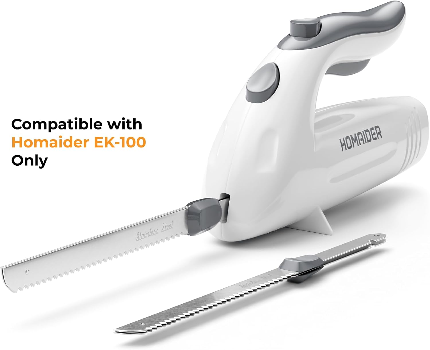 Replacement Blades for Electric Knife – Compatible EK-100 Only - 2 Stainless Steel Serrated Blades