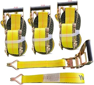 Yuoneiy Ratchet Strap Tie Down (4PK) 2" x 30' x 10000 lbs J Hook Heavy Duty Tie-Down Straps Ratchet for Truck, Container, ATV, UTV, Trailer