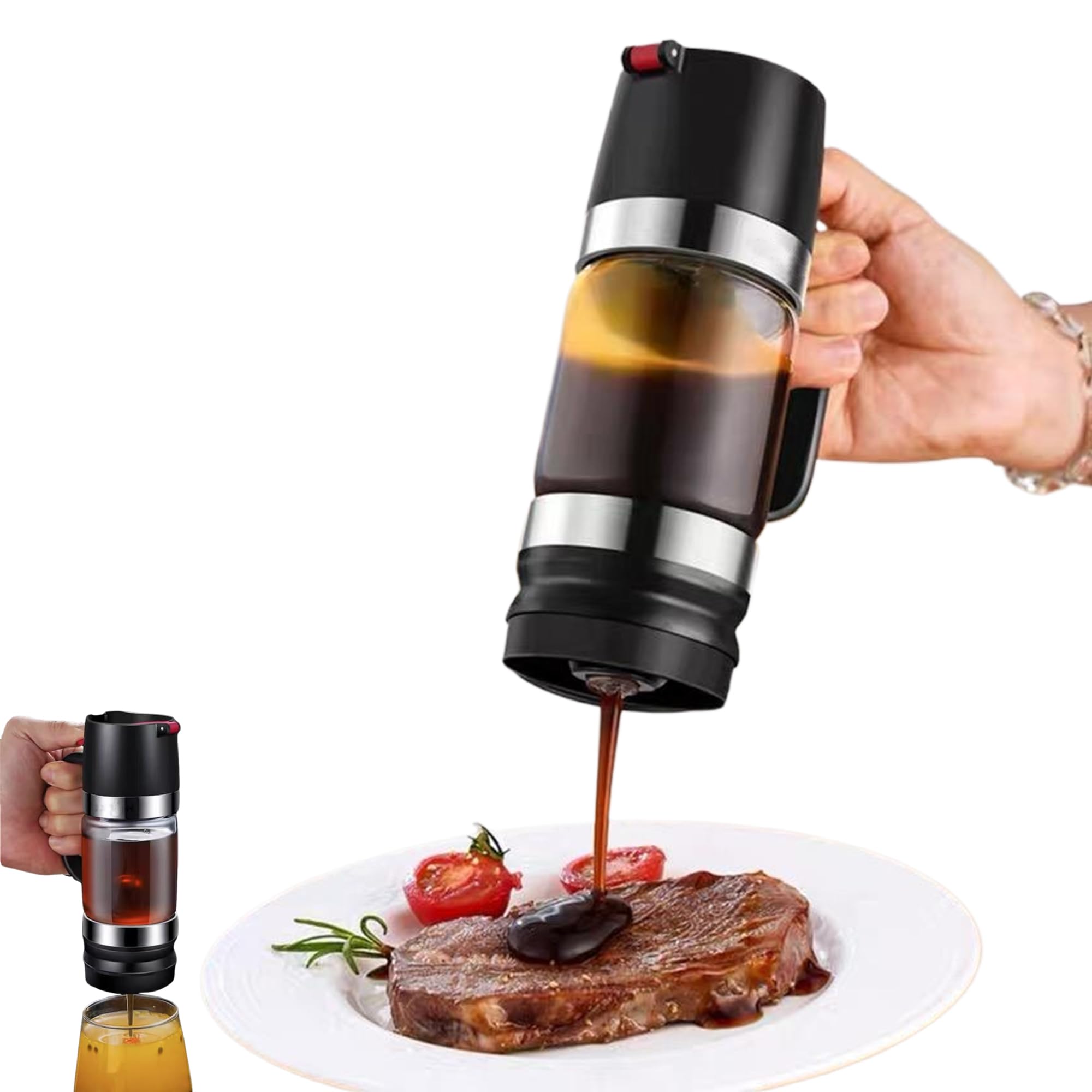 IULAVP Glass Honey Dispenser Pot: 9 OZ Honey Dispenser No Drip with Handle, Maple Syrup Dispenser, Durable Clear Honey Jar with Silicone Base, Honey Pot for Coffee or Tea (Black)