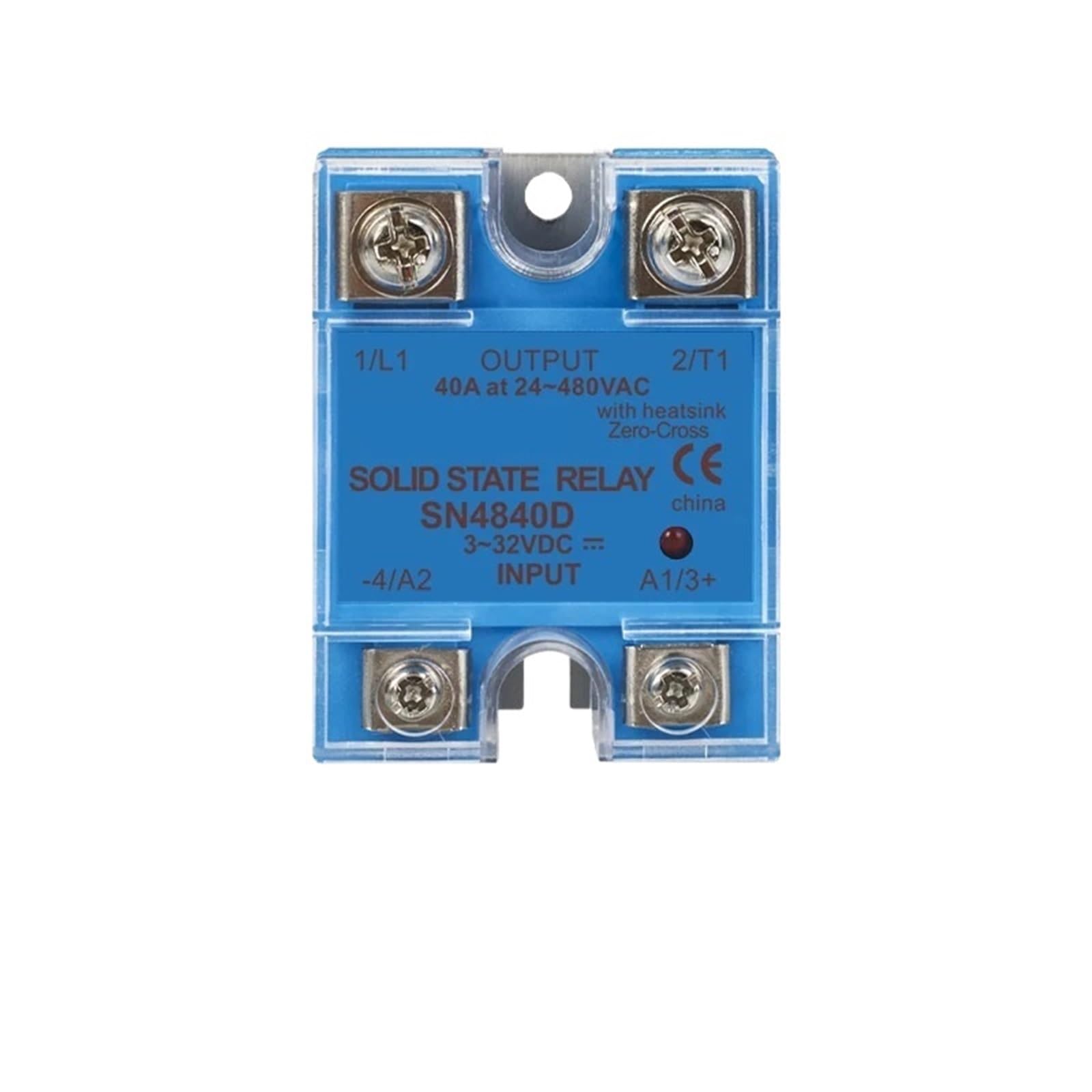 Relé de estado sólido pequeño de 24 V, 25 A, 40 A, 80 A, monofásico, 220 V, control CA 12, SSR-40DA, entrada de corriente constante, indicador LED.(80A SN0680D)