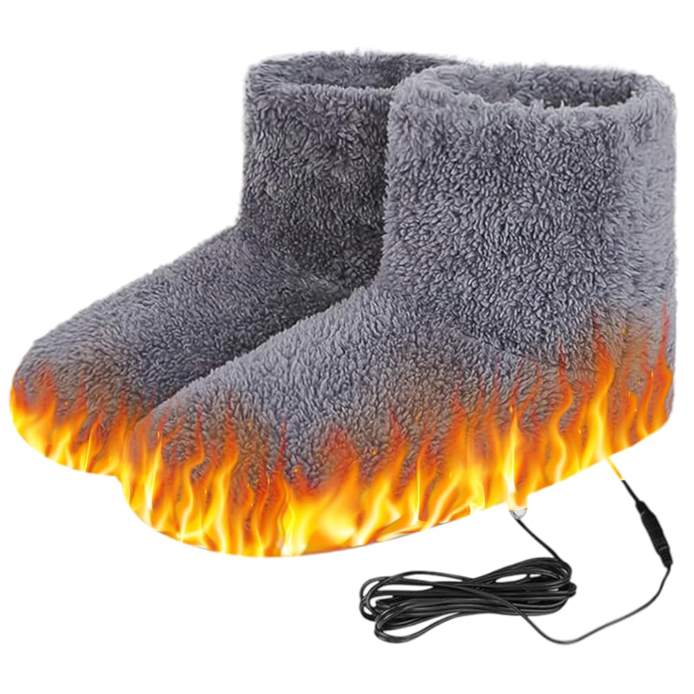 Scaldapiedi Elettrico Piedi, USB Pantofole Riscaldanti Elettriche, Scaldapiedi Peluche, Lavabile Scalda Piedi Casa Elettrico per Uomo e Donna, Interni ed Esterni