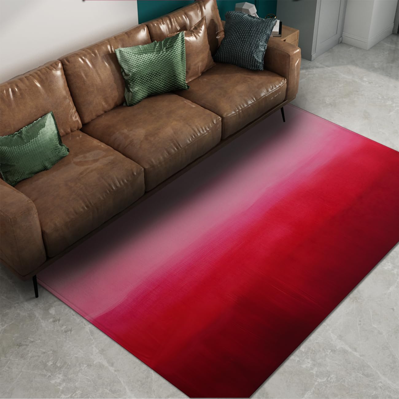 Tapis à poil bas 200x300cm rose rouge moderne et esthétique pour grand salon