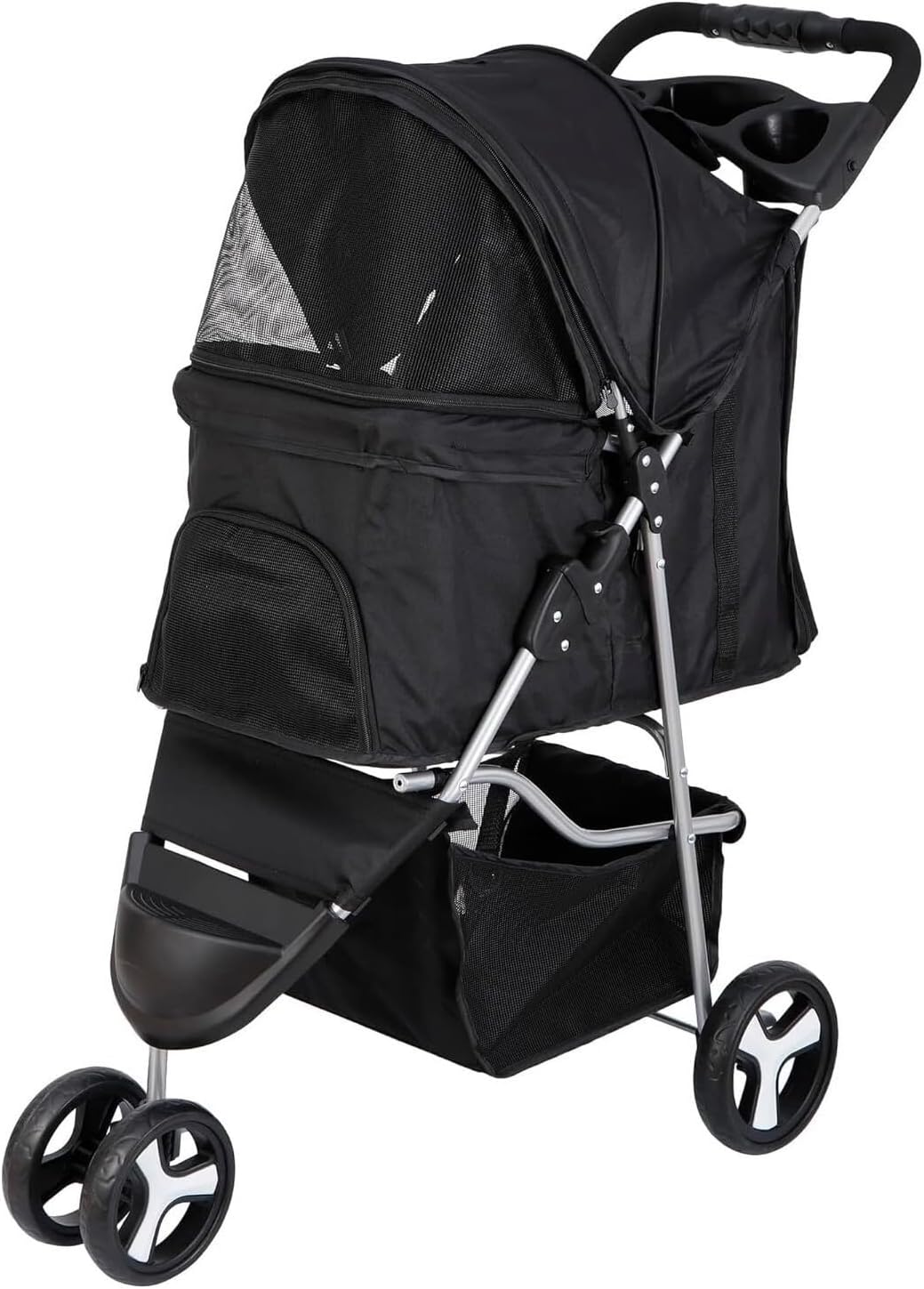 Stroller for Cats Dog Stroller Foldable Dog Stroller with 3 Wheels Pet Stroller with Skylight Storage Basket Cat Stroller for Medium Small Dogs and Cat Pet Carrier Strolling Cart