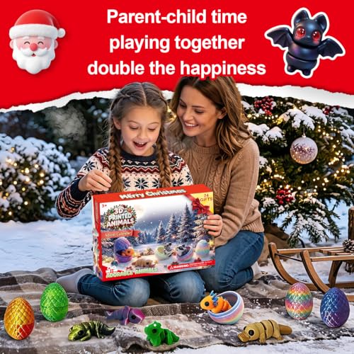 2026 Advent Calendar for Kids: Countdown Calendar 24 Days 24 3d-Printed-Eggs with 3d-Animals Toys, Gifts for Kids Boys Girls - image 6