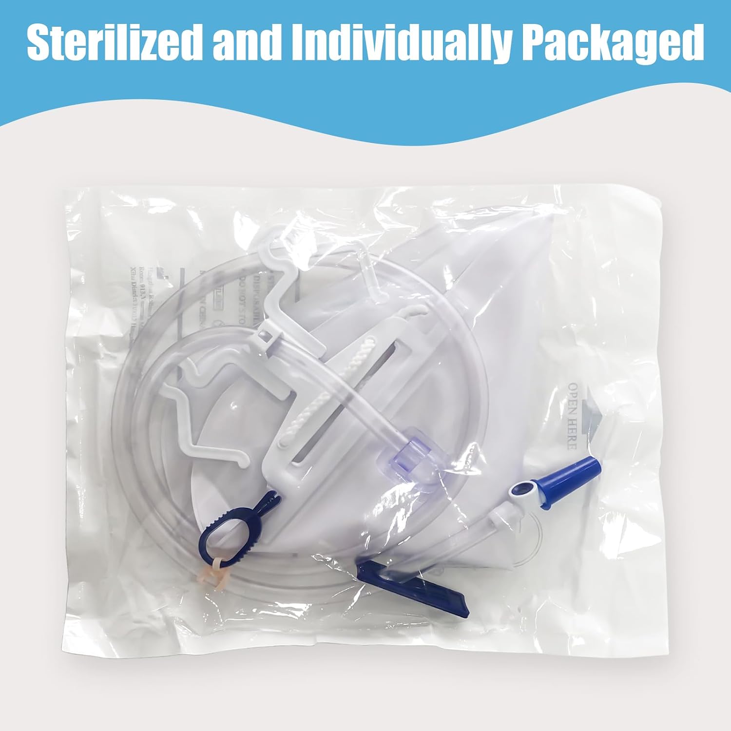 Urinary Drainage Bag with Anti-Reflux Chamber, Bedside Drainage Bag 4000 mL with 39" Drainage Tube, Hook Hanger and Clips, Large Capacity Urine Bag for Home and Hospitals, 5 Pack