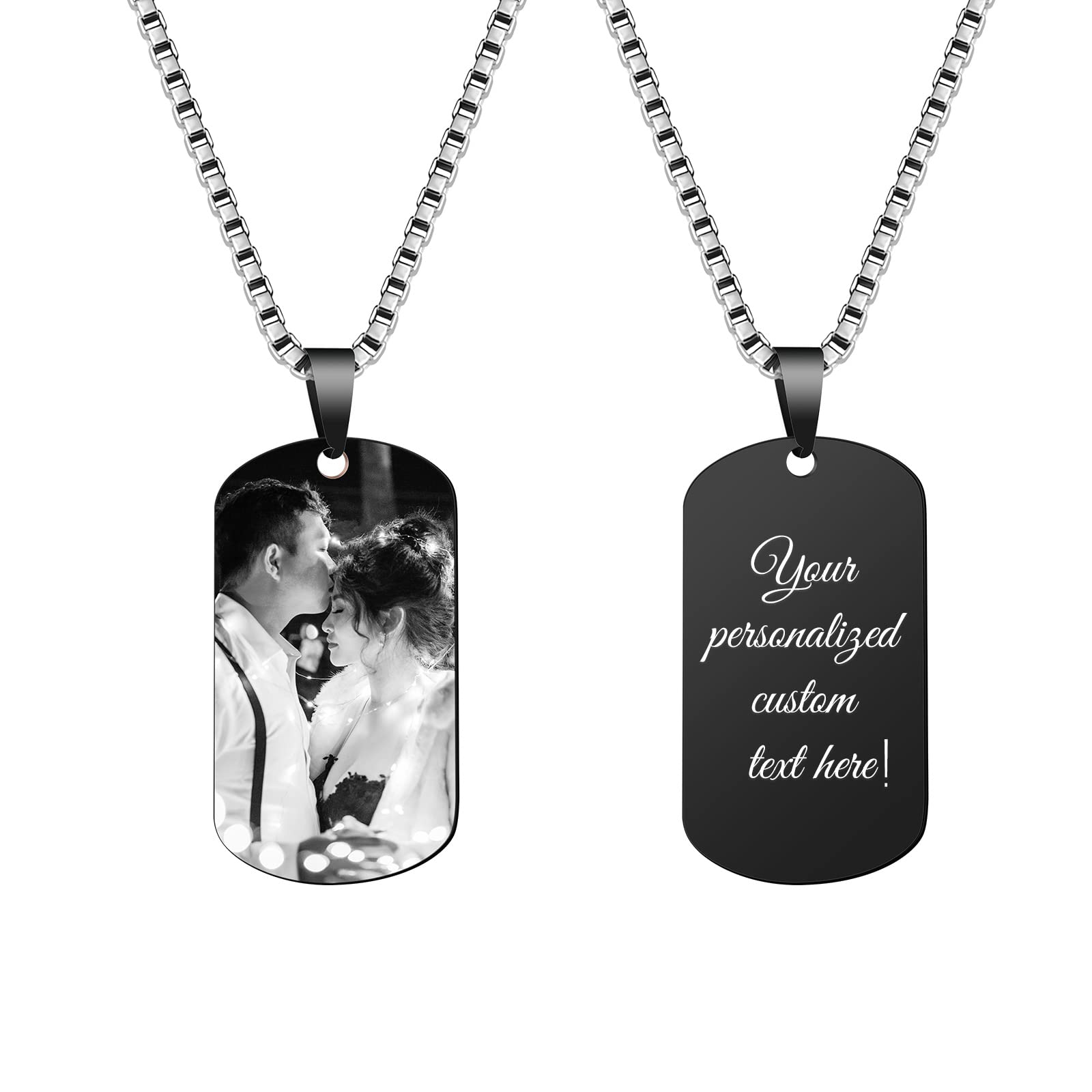 OXYEFEICollares Para hombre Personalizada Collar con Placa de Identidad Personalizada, Collar Militar Dog Tag para Hombres Mujeres