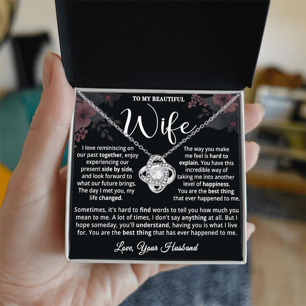 To My Wife Necklace From Husband, Gifts For Wife Romantic, Wifes Necklace From Husbands, Birthday Gifts For Her, Wifes Gift For Her Christmas Valentine Anniversary With Massage Card And Box - Image 2