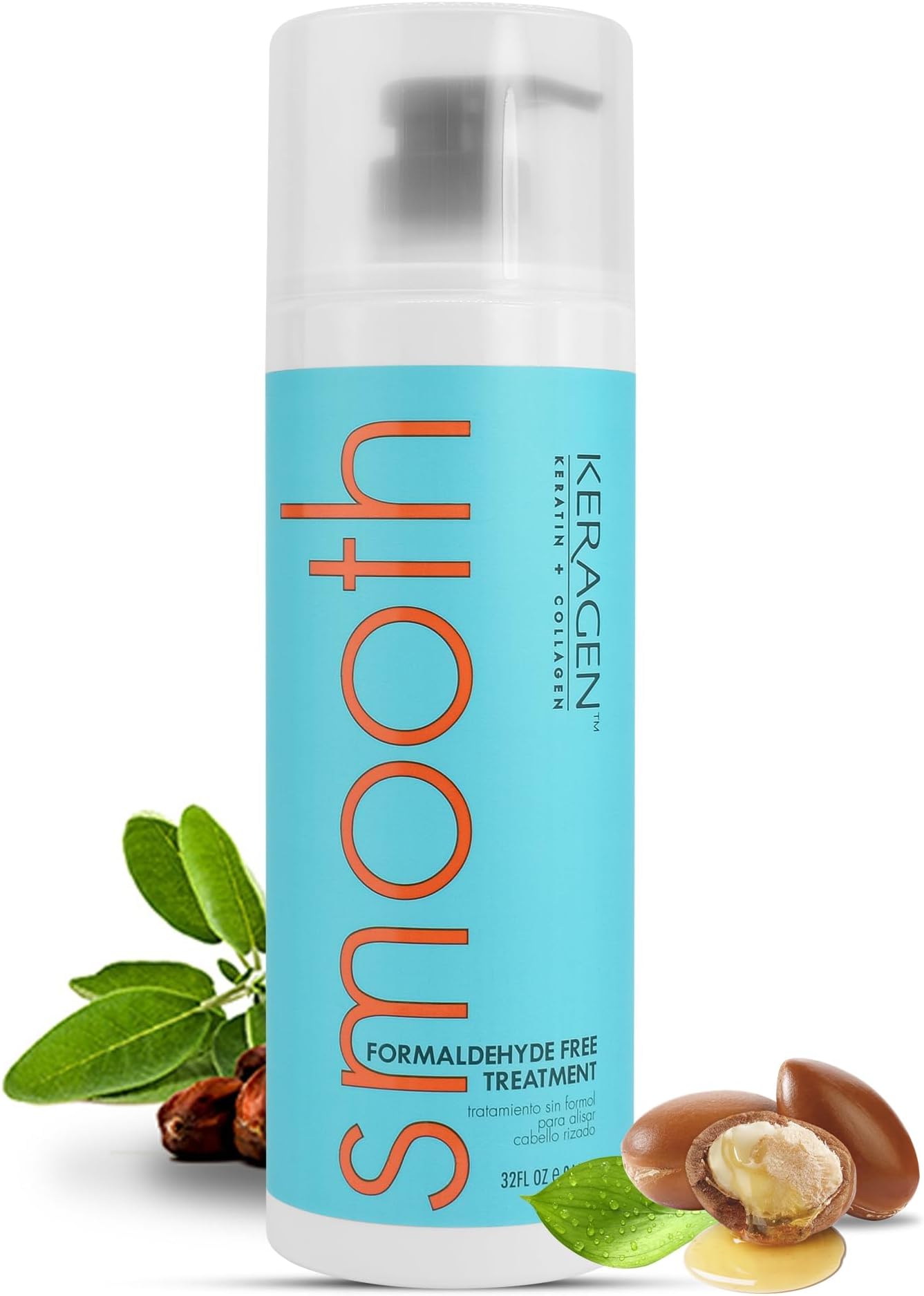 Keragen - Brazilian Keratin Smoothing Treatment, Blowout Straightening System for Dry and Damaged Hair, Formaldehyde Free, 32 Oz - Eliminate Curls and Frizz, Fine to Medium Hair