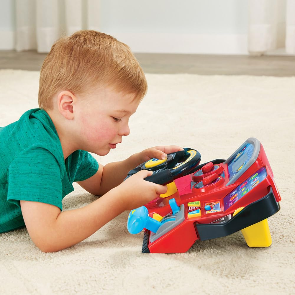VTech Super Console Turbo Pilote Simulateur de Conduite Écran Couleur Tableau de Bord Courses Voitures Apprentissages Jeux Cadeau Enfant 3-8 Ans Français