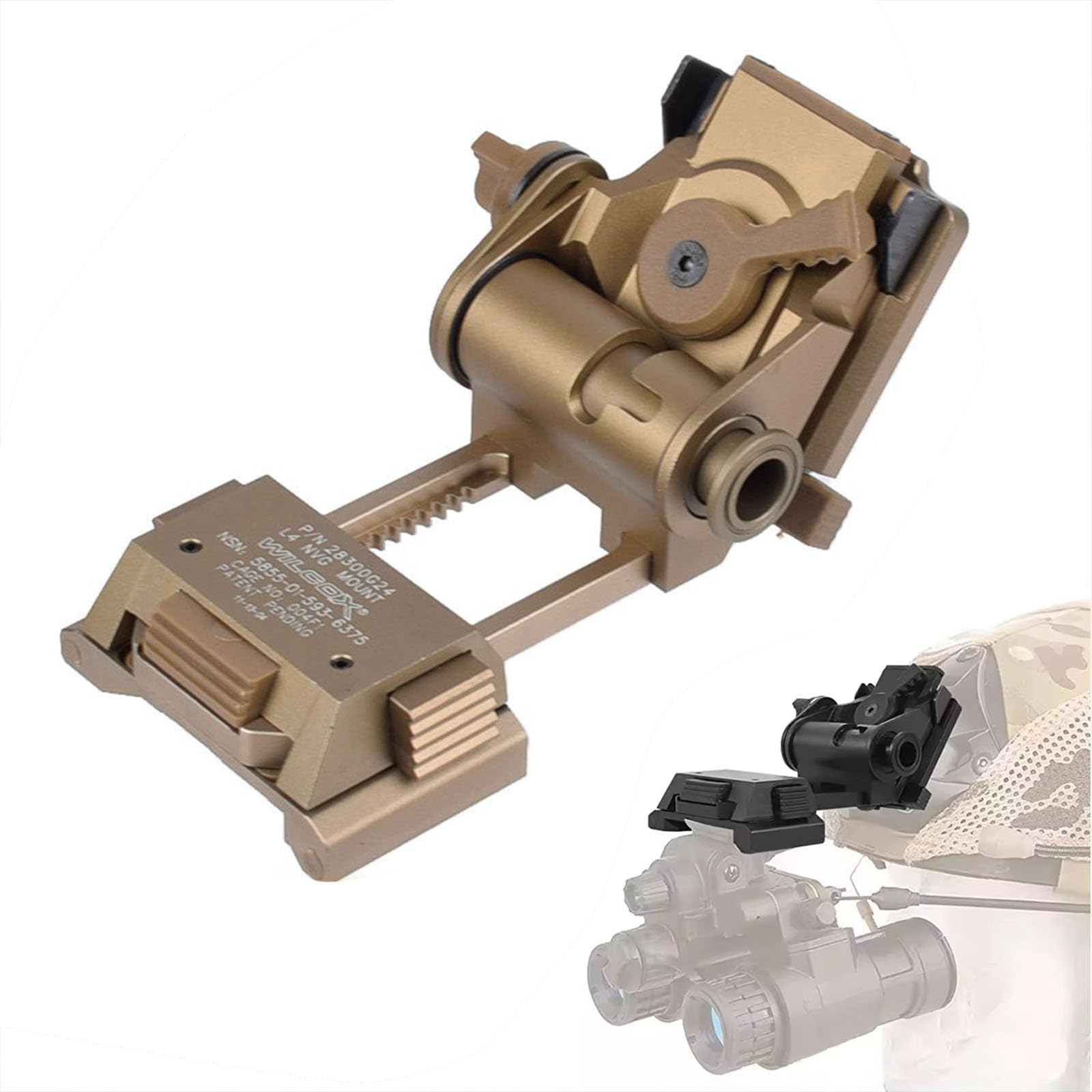 Soporte de gafas de visión nocturna, casco NVG ajustable de aluminio completo para juegos CS, interfaz modular para PVS14/15/18