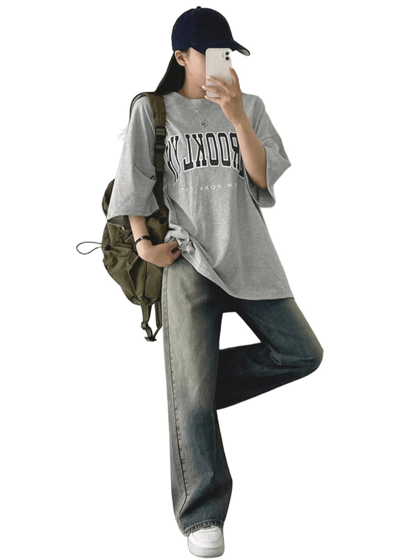 sxv style Brooklyn Newyork City Women's Loose Fit T-Shirt with Letter Print Oversized T-Shirt-picture-12