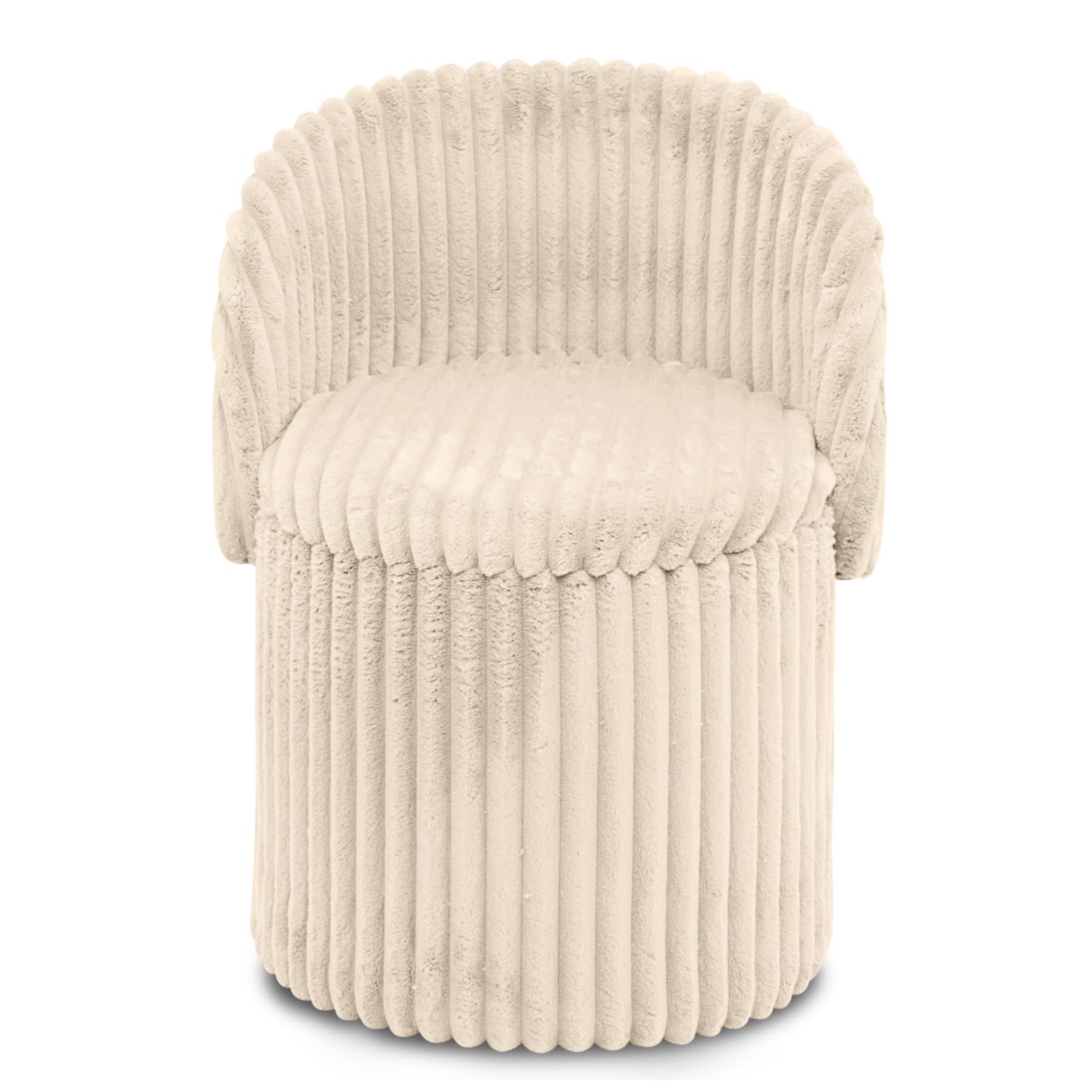 GC GAVENO CAVAILIA Ribbed Round Ottoman Storage Box With Hidden Storage Removable Lid | Fleece Foldable Stool Storage Bench Chair Foot Rest | Vanity Stool Footstools For Living Room, Bedroom — image 1