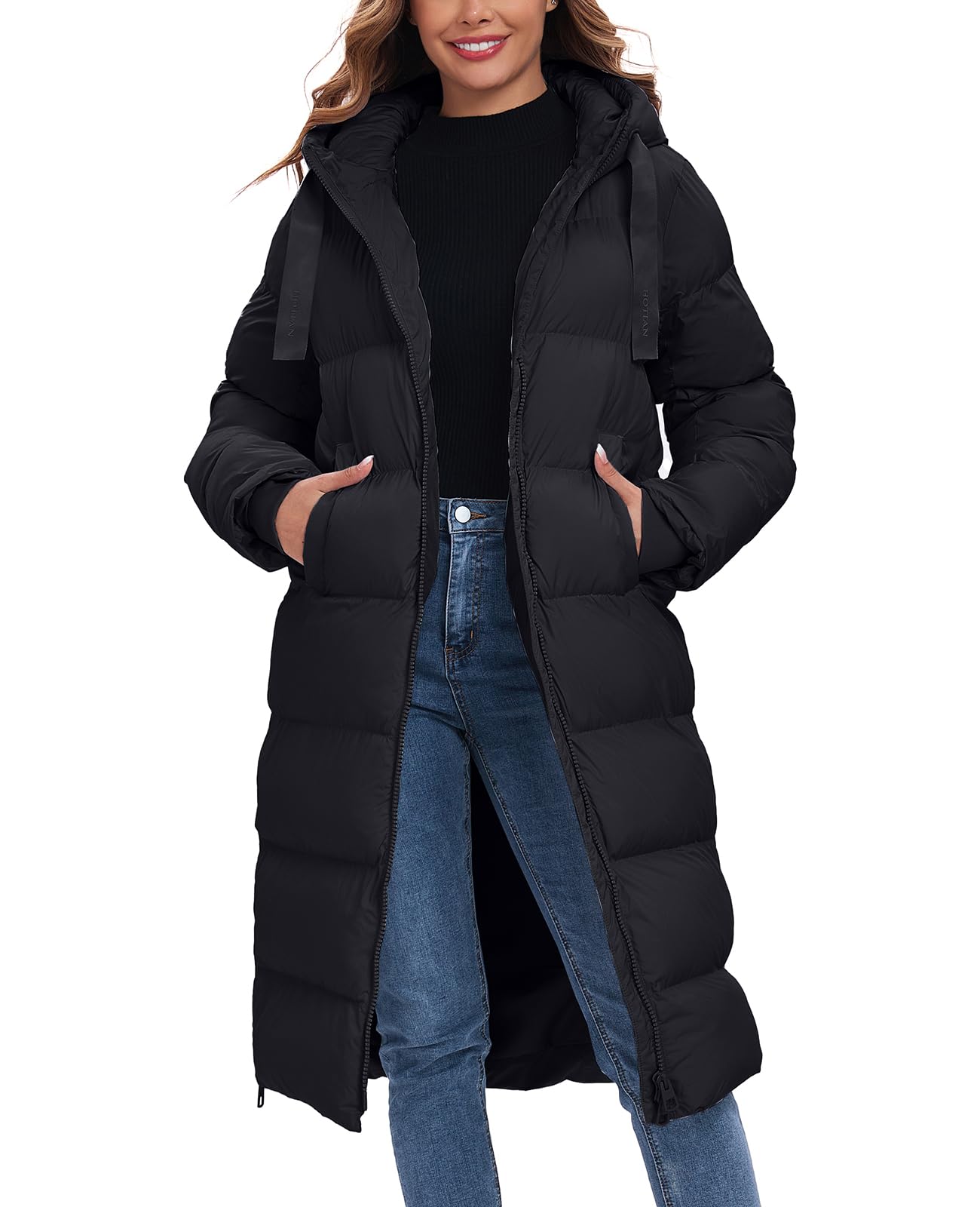 Women's Long Quilted Coat Maxi Length Thickened Puffer Down Jacket Padded Winter Warm Outerwear