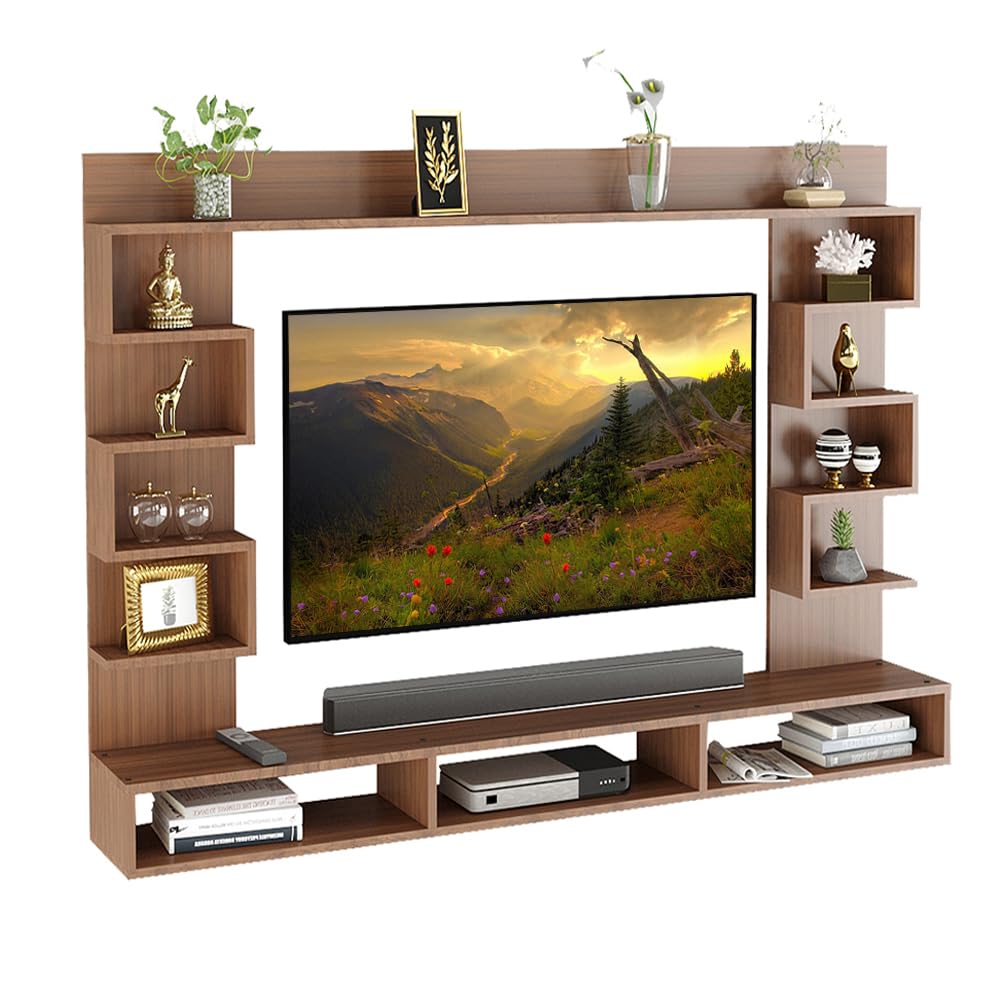 FURNEASER Cabiar Engineered Wood Wall Mount TV Unit/Set Top Box Stand with Display Shelves/Modern Tv Rack/Cabinet/Showcase for 55 inch TV (Exotic Teak) (B0D8YGVG9Y) Amazon Price History, Amazon Price Tracker
