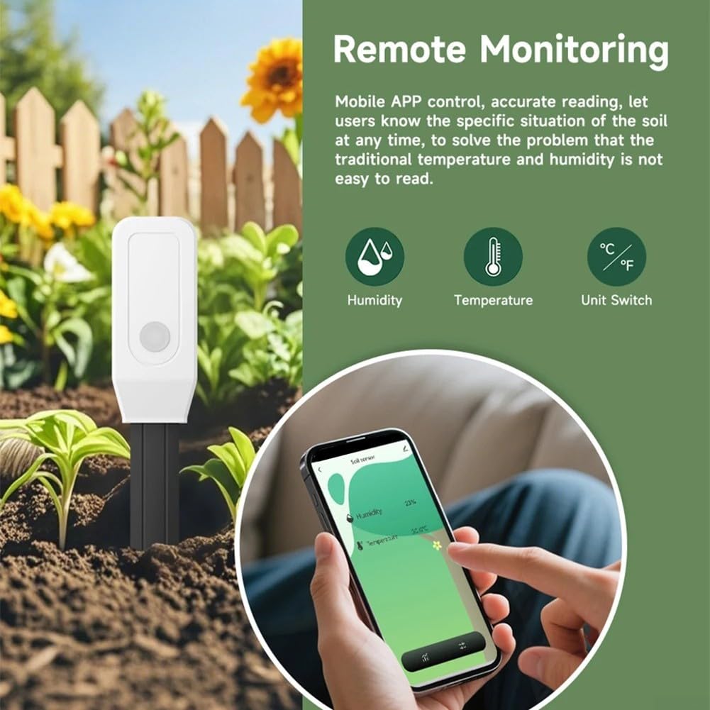 Capteur d'humidité et de température du sol Tuya pour Zigbee - Humidimètre intelligent pour plantes de jardin avec contrôle par application, blanc (nouveau modèle ZigBees)