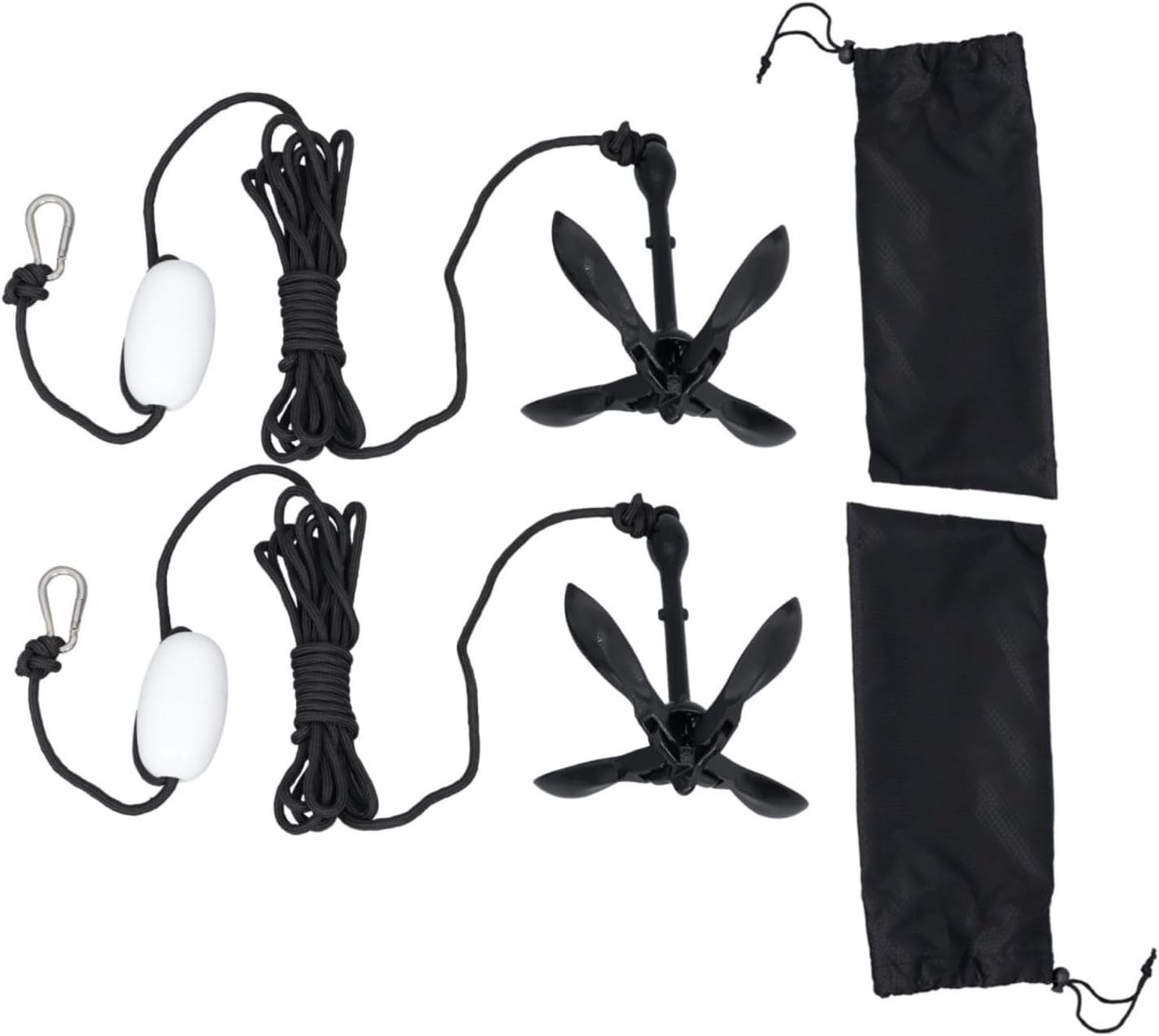 2 Folding Grapnel Anchor Boat Anchor with Foldable Claw Kayak Fishing Accessories 1.5kg Black