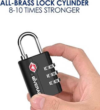 2 Pack TSA Approved Travel Luggage Locks, Suitcase Combination Lock, Keyless 3-Digit Zipper Padlocks, TSA Accepted Compatible Padlock for Gym Locker, Golf Bag Case, Backpack-Black