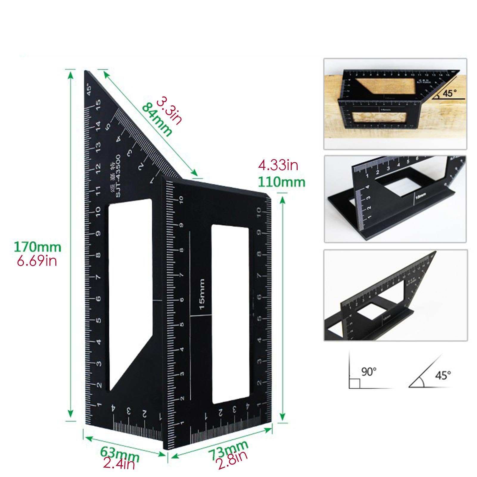 Layout-Gehrungslehre Aus Aluminiumlegierung – 45° & 90° Mess- Und Anreißwerkzeug Für Holzarbeiten