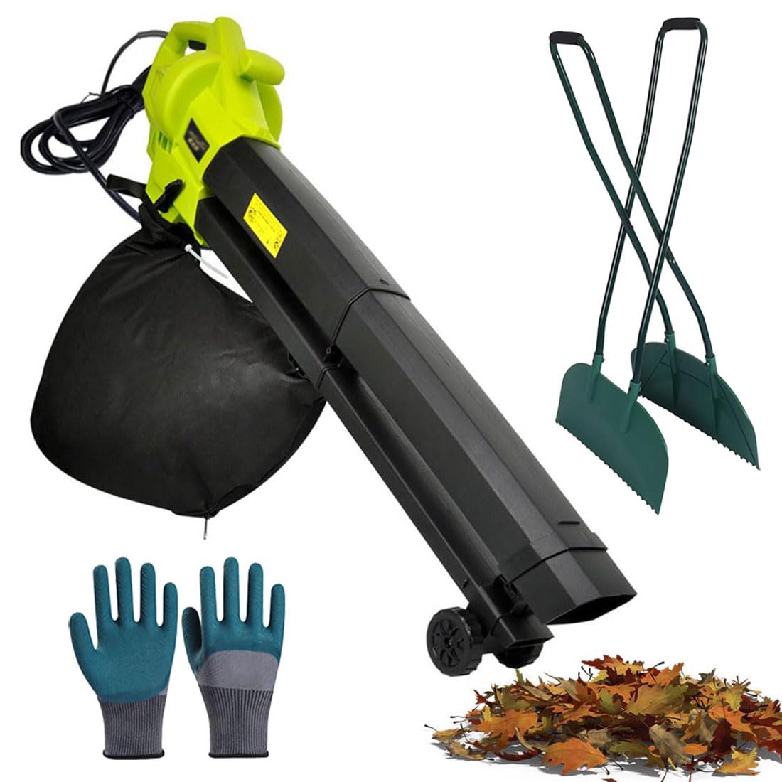 Soplador de Hojas de 3000 W, soplador de Hojas de jardín 3 en 1 y trituradora de vacío con Bolsa recolectora de Hojas de 40 L, soplador de Aire Ligero y Potente para el Cuidado del césped