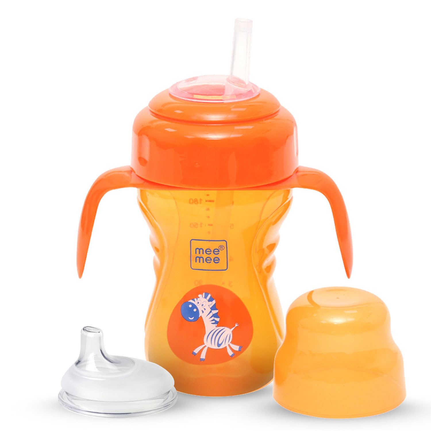 Mee Mee Baby Trainer Sippy Cup | Soft Spout, Leakproof Sipper for Toddlers | Dual Handle for Easy Grip | Non -Toxic, Lightweight & BPA Free, Orange (210 Ml)