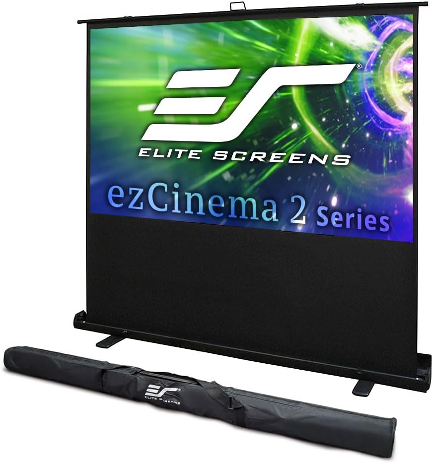 Elite Screens ezCinema 2, 70-inch 16:9, Manual Floor Pull Up Scissor Backed Projector Screen, Portable Home Theater Office Classroom Projection Carrying Bag, US Based Company 2-Year Warranty, F70XWH2