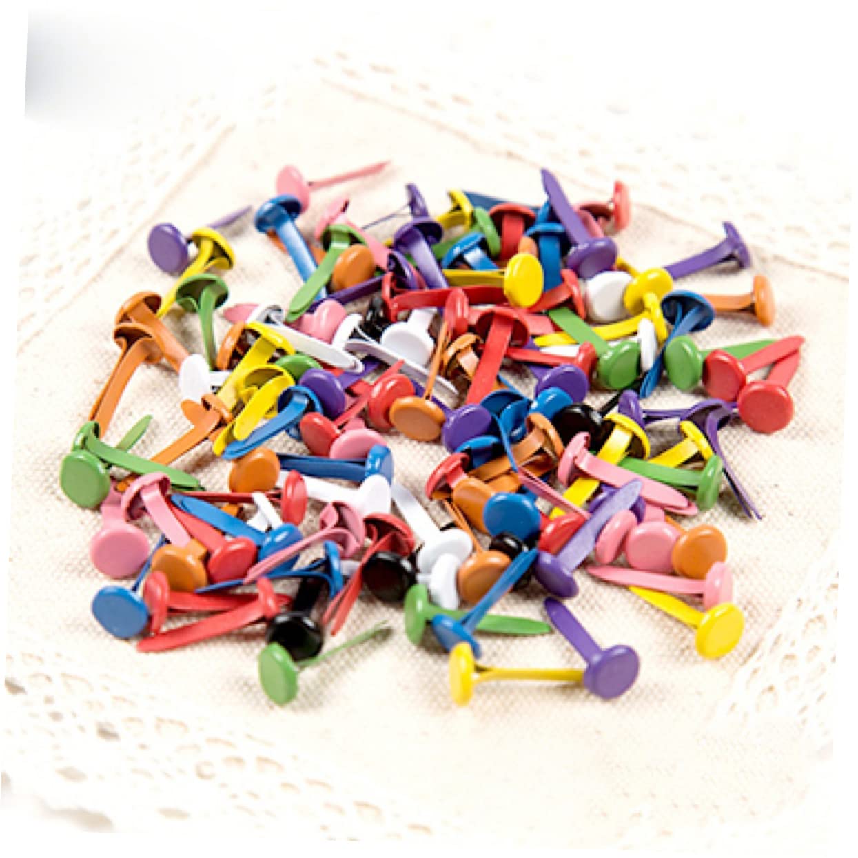 KOCKSHION 100Pcs Mini Two Legged Brads for Handmade Crafts for Scrapbooking Projects Fasteners for Paper Crafting