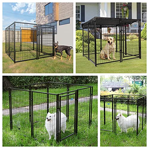Coziwow 10-Piece Large 47”H Outdoor Heavy-Duty Metal Dog Fence Kennel Pet Exercise Fence Barrier Enclosure For Large Dog, Black #TOP7