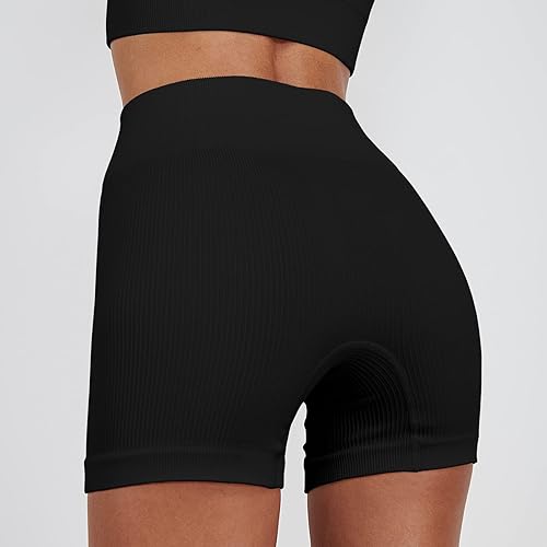 Miniatura 5 de Trajes de entrenamiento para mujer, 2 piezas, sin costuras, con un hombro, sexy, brasier de cintura alta, pantalones cortos de yoga para correr