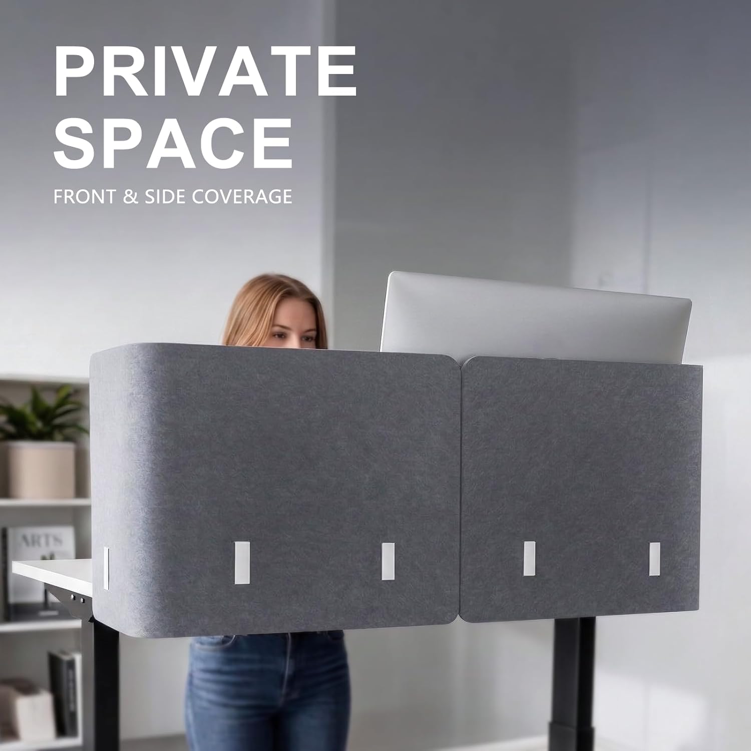 Desk Privacy Panel,2PCS L-Shaped Clamp-On Office Desk Divider,2-in-1 Adjustable Acoustic Desktop Partition Or Under Desk Modesty Screen,for Office,Home,Felt (Grey, 47.2" x 15.7")