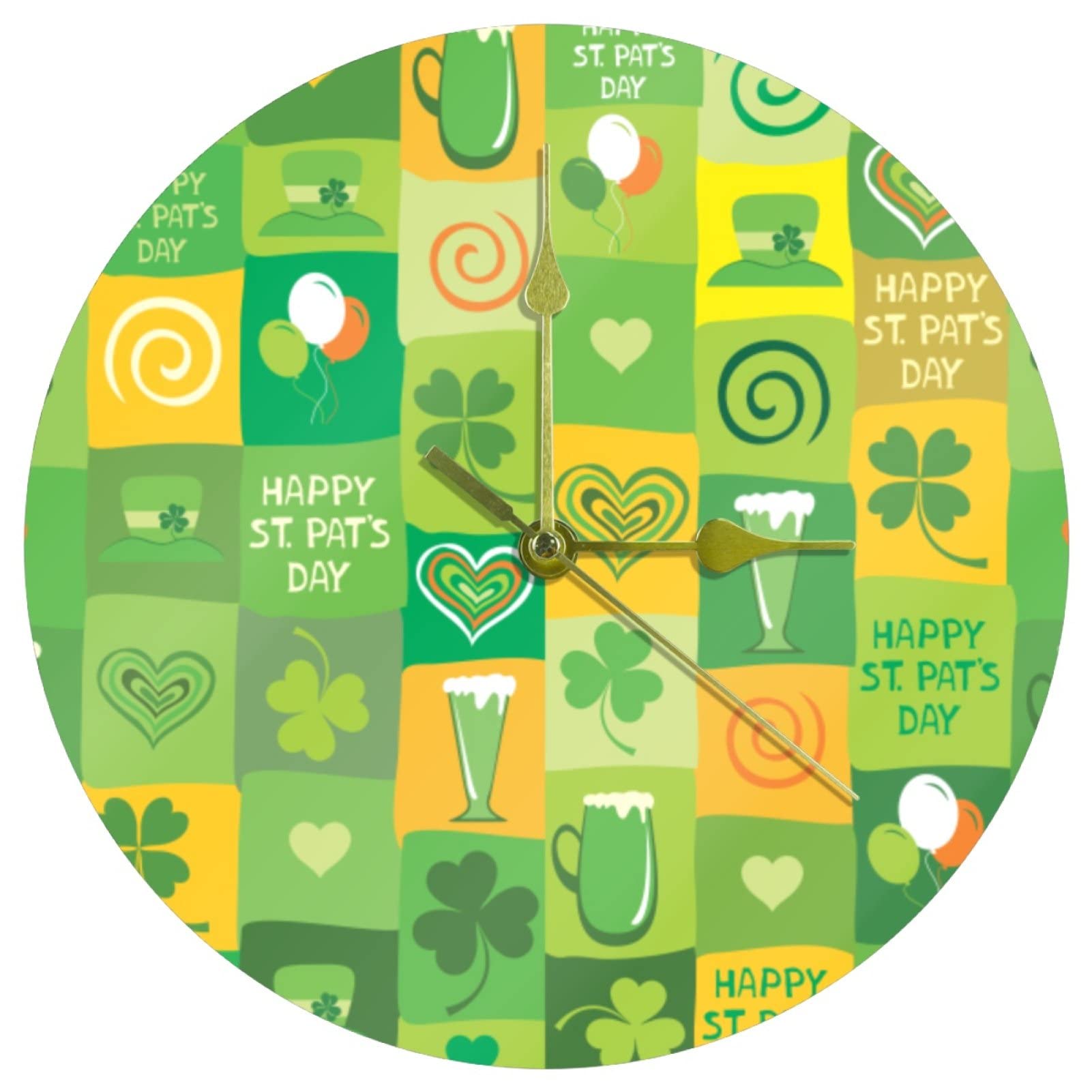 Horloge murale trèfles à trois feuilles pour célébrer la Saint Patrick en famille ou au bureau