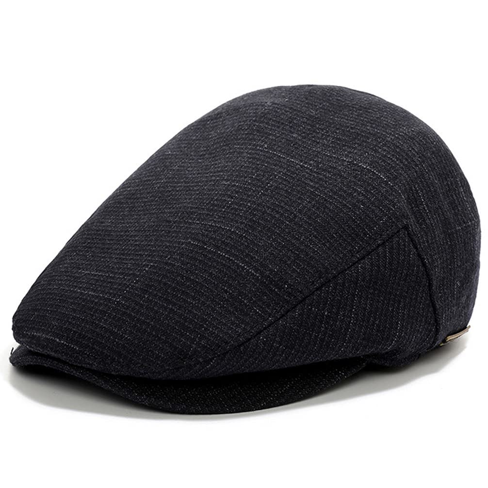 Men's Newsboy Cap with Earflaps Flat Ivy Caps Gatsby Golf Cabbie Hats (Dark Square)