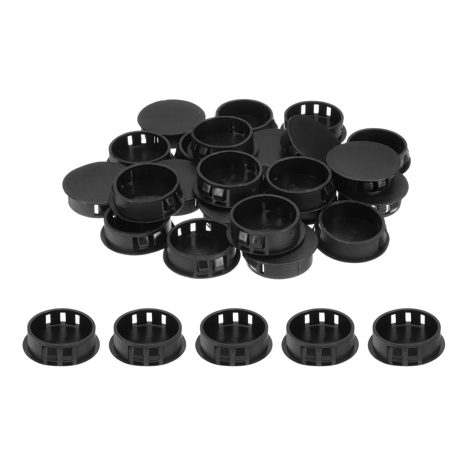 32 Tapones De Agujero De Plástico Negro (13 Mm) - Para Muebles, Gabinetes, Instalación Fácil