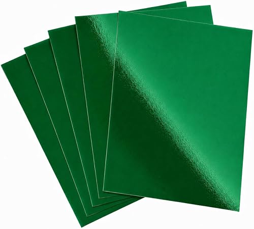 Green Metallic Mirror Cardstock, A4, 250gsm, Glossy Finish, 50 Pack
