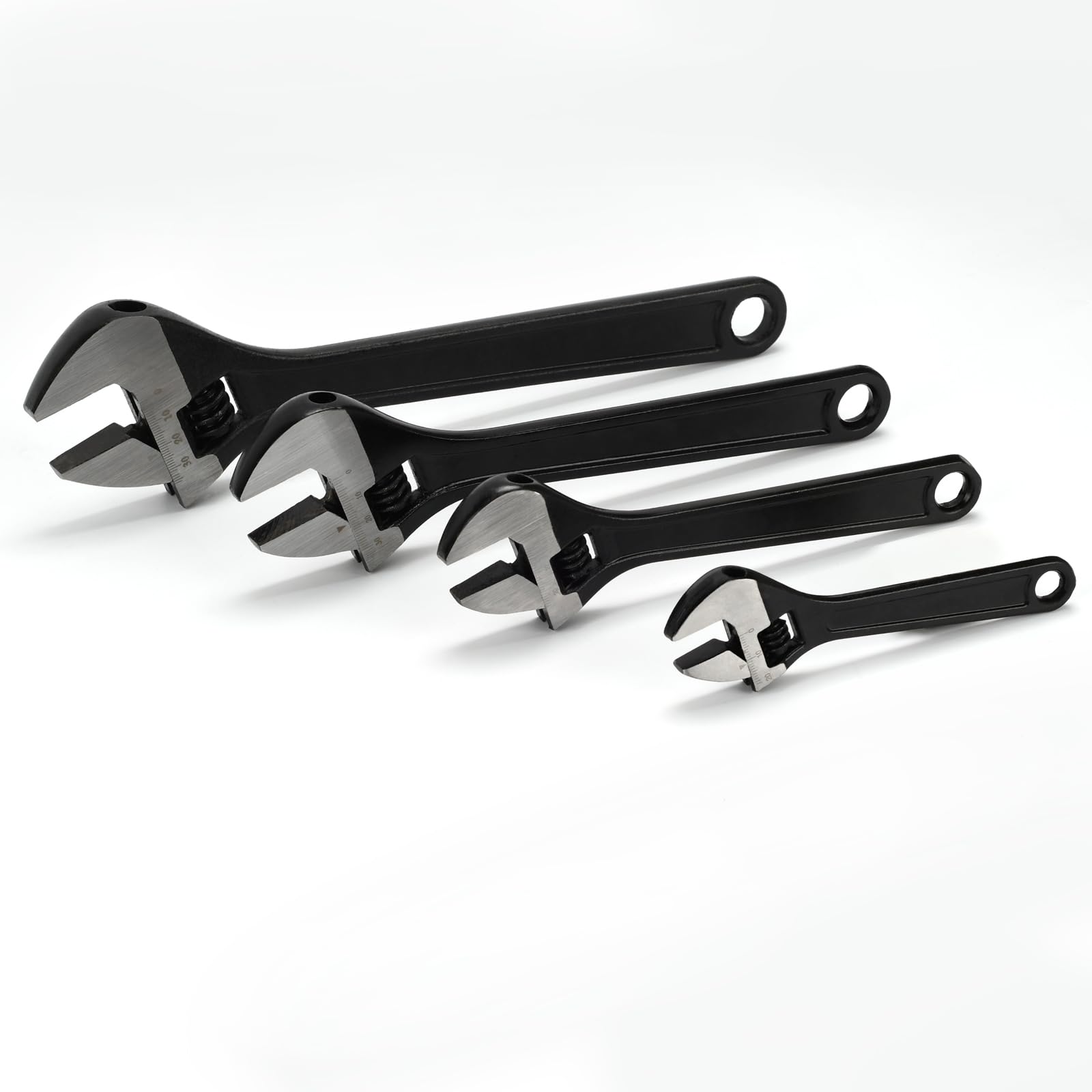 4 Pcs Adjustable CR-V Wrench Set, 6, 8, 10, 12 Inch Wrenches, Chrome Vanadium Steel, Wide Jaw Black Oxide Finish Craftsman Adjustable Wrench