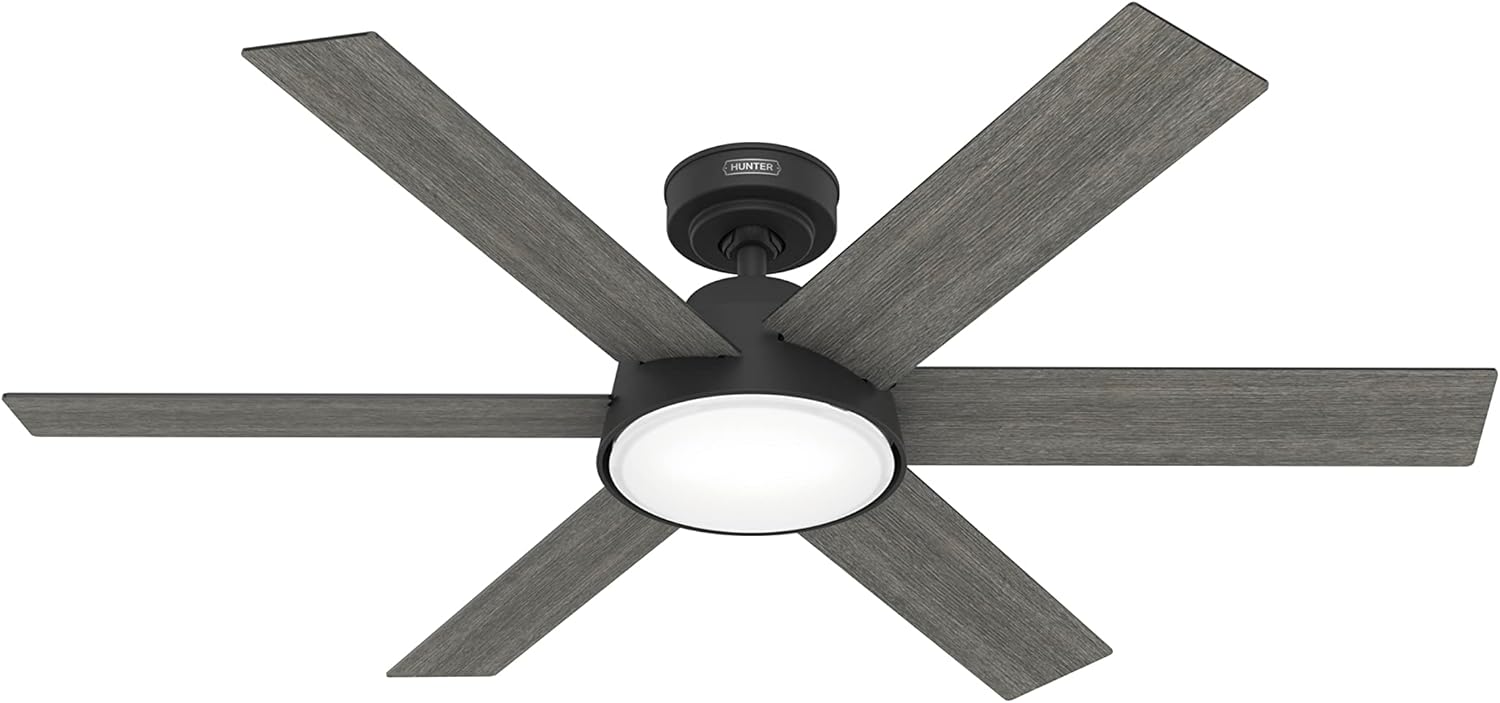 Hunter 52 inch Donatella Matte Black Ceiling Fan with LED Light Kit and Handheld Remote