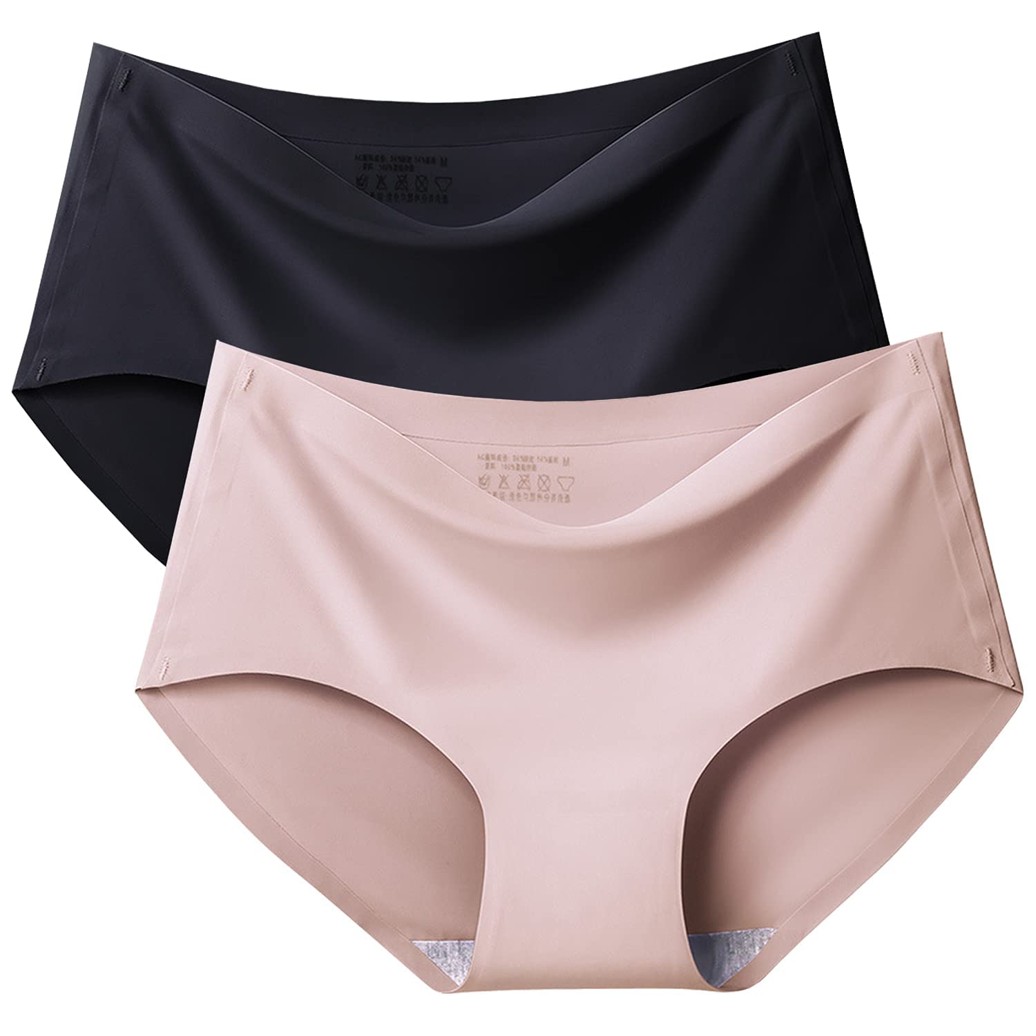 fshway Seamless ice Silk Cotton Underwear Women No Show Bikini Panties Invisibles No Panty Line Workout Hipster 2 Pack(Free Size Suitable 65 to 85 cm Waist)-picture-25