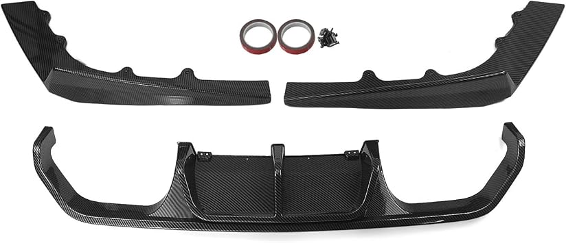 Car Rear Diffuser Bumper Lip Boot Spoiler Exhaust Splitter Lippe Compatible for BMW F80 M3 Sedan 4 Door F82 Coupe F83 M4 2015-2020Carbon Fiber Look